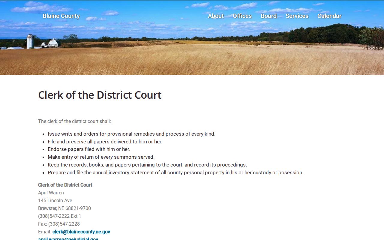 Blaine County arrest warrant records and District Court writs context